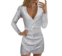 Abiti Da Donna Vestiti Donna Eleganti Mini Abito Abito Glitter Da Sera Elegante Vestiti Scollo a V Capodanno Abiti Paillettes Tubino Corti Vestito Damigella Party Carnevale Primavera Autunno Inverno