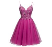 Abiti da Festa per Donne, Abiti da Ballo in Tulle Scintillante, Abiti da Ballo Corti per Adolescenti, Abiti con Perline a V
