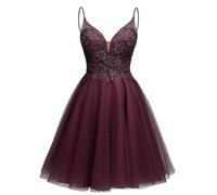 Abiti da Festa per Donne, Abiti da Ballo in Tulle Scintillante, Abiti da Ballo Corti per Adolescenti, Abiti con Perline a V