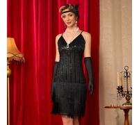 Abiti da flapper da donna degli anni '20, abiti stile Grande Gatsby con paillettes e frange, abiti da cocktail per le notti di Harlem, abiti per matrimoni in primavera, colore nero L,M,S,XL,XXLColore