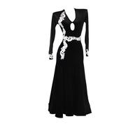 Abiti Da Gara Di Ballo Da Sala For Donna, Maniche Lunghe, Applique, Abito Da Prova For Pista Da Ballo, Personalizzazione(S)