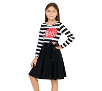 Abiti Da Halloween Per Ragazze Con Maniche Lunghe E Stampa Boo A Righe