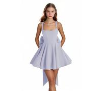 Abiti da ritorno a casa in raso con fiocco corto una linea collo quadrato Prom Cocktail Party abito per adolescenti corsetto mini abito, Lilla, 38