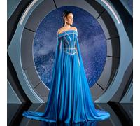 Abiti da sera Chic con maniche a mantella abiti da ballo a-line drappeggiati alla moda ultimo Design perline paillettes lunghezza del pavimento abiti da festa