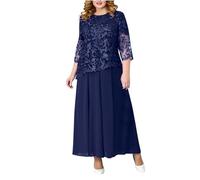 Abiti da sera da donna Eleganti maniche a 3/4 ricamato in pizzo maxi abito chiffon modesto abiti da cocktail formali per madri della sposa/abiti per taglie forti I miei ordini Vendita Offerta di