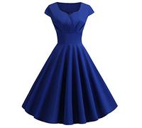 Abiti da Sera Vintage da Scollo Donna 50 Unico Anni A V Abiti retrò Rockabilly Abito da Cocktail da Donna Eleganti Abiti da Festa di Moda (Blu,M)