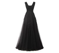 Abiti da sposa per la sposa Plus Size V Neck Tulle Prom Dresses 2025 Abito da cerimonia lungo scintillante in pizzo, Nero , XL