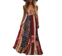 Abiti da sposa per le donne abiti da donna per il giorno dell'indipendenza Patch Art Line Dress bandiera americana abiti midi abiti da donna, blu cielo, 4XL