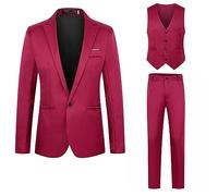 Abiti Da Uomo 3 Pezzi Suit Cerimonia Smoking Blazer Pantaloni Gilet con Un Bottone Tinta Unita Affari Elegante Completo Da Uomo Slim Fit Cerimonia Abito Da Sposa Business Casual Dinner Abiti Da Lavoro