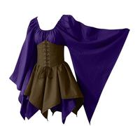 Abiti Di Halloween Da Donna Vittoriano Pipistrello Costumi Di Halloween Vintage Medievale Vestito Da Steampunk Rinascimentale Cosplay Abito Da Sera Con Maniche Svasate Curvy Costume Da Strega