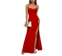 WEITING Abiti di Lusso Abito da Donna Firmato Senza Maniche con Taglio Basso Abito Lungo Estivo Slim Fit Tinta Unita per Cocktail Party-AS