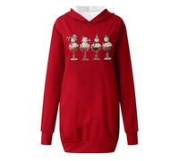 Abiti di Natale da Donna- Felpe con Cappuccio E Felpe per Donna Taglie Forti Abiti Felpa Maglie Lunga Stampate Natalizi Costumi di Donna Natale Babbo Mini Abito Invernale Natalizia Carnevale Renna