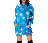 Abiti Di Natale per Donne Grandi Dimensioni Rigolo Felpa Lunga con Cappuccio Famiglia Manica Lunga Tasca Pullover Felpa Noel Ugly Christmas Stampato Autunno Inverno Ampio Costume Babbo Natale 2025