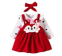 Abiti Di San Valentino Per Neonata 2 Pezzi Set Di Vestiti Morbidi E Comodi Abito Con Maniche Lunghe E Stampa A Cuori Con Cerchietto Il Mio Primo San Valentino 0-18 Mesi Abito Per Neonata Costume