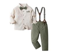 Abiti e set per bambini dai 2 agli 8 anni, casual e formali, camicia a maniche lunghe, bretelle, papillon, set da 3 pezzi per bambini piccoli, abito estivo elastico e comodo.#G