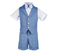Abiti Elegante Completi per Ragazzi Gentiluomo Camicia Manica con La Vita Regolabile Abito Bimbo Estivo Ragazzo Gentleman Nozze Smoking Cerimonia per 2-12 Anni