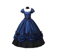 Abiti eleganti da donna vittoriano Lolita Bow abito da ballo regolabile a vita alta una linea abito di Halloween vintage storico alla moda abiti in maschera costumi di Halloween, Blu, 3XL