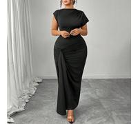 Abiti eleganti taglie forti, abiti formali per taglie comode, abiti da invitato al matrimonio per donne taglie curvy 0XL,1XL,2XL,3XL,4XLColore unicoTessuto in maglia