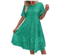 Abiti estivi 2026 Abito da donna di media lunghezza in pizzo jacquard scava fuori sottile scollo a V grande abito da sposa abito da festa, Verde, M