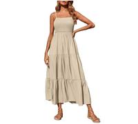 Abiti estivi da donna 2023 con spalline sottili abito lungo estivo maxi abito casual abiti da spiaggia alla moda, cachi, 3XL