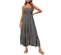 Abiti estivi da donna 2023 con spalline sottili abito lungo estivo maxi abito casual abiti da spiaggia alla moda, Grigio, L