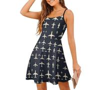Abiti estivi da donna 2025 eleganti di classe - Vintage White Airplane Print Halter Abiti per le donne Estate, Stile 7, XX-Large