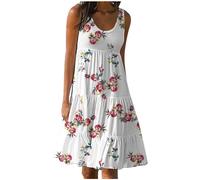 Abiti estivi da donna con scollo a V Abito lungo da spiaggia camicia da spiaggia per vacanze 2025 copricostume da spiaggia per donne UK Ladies Maxi abito stampa party club abiti eleganti, Rosso, S