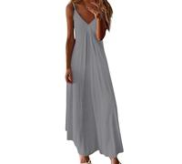 Abiti estivi da donna con scollo a V e spalline sottili casual maxi abito da spiaggia ampio comodo abito con scollo all'americana da donna estivo lungo prendisole di base per vacanze quotidiane