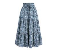 Abiti estivi da donna Maxi gonna da donna estiva comoda elastica a vita alta gonne vacanze una linea swing gonne lunghe abito bianco per le donne, Blu, XL