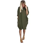 Abiti estivi da donna per UK Plus Size T Shirt Dress per UK Abiti estivi in cotone Casual Abito midi corto con tasche Abiti da spiaggia Abiti larghi UK Plus Size Boucle Dress Abito corto Camicia, Nero