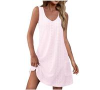 Abiti estivi da donna senza maniche con scollo a V e occhielli scava fuori swing una linea spiaggia vacanza abito da sole, B13 Rosa, M