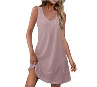 Abiti estivi da donna senza maniche con scollo a V e occhielli scava fuori swing una linea spiaggia vacanza abito da sole, B13 rosa acceso, XL