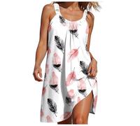 Abiti estivi da donna UK Casual Vintage a Line Flowy Beach Holiday Sundress 2025 Abiti da festa per le donne UK Casual Manica Corta Girocollo Swing Dress, rosa, 5XL