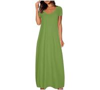 Abiti estivi da donna UK V abito a maniche corte con tasche, Verde, M