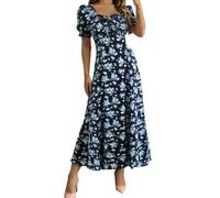Abiti Estivi Donna - Abito Casual Elegante A Maniche Corte Con Volant Per L'Uso Quotidiano E Per Uscire Confortevole Ed Elegante Ideale Per La Casa Per Quando Si È Fuori Casa E Per Le Vacanze
