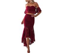 Abiti Estivi Donna Colore Solido Maniche Corte Pizzo Vestito Senza Seno Senza Schiena Temperamento Gonna A Matita Due Pezzi Vestito Femminile