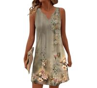 Abiti Estivi, Estivo Leggero Elegante Casa Chic Civile Semplice Smanicato Spiaggia Comode Mare Estivi Corto Matrimonio Casual Curvy Moda Floreale Estate Summer Dresses for Women,L