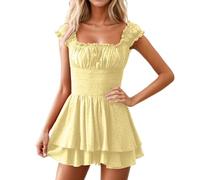 Abiti Estivi Lunghi Da Cerimonia Donna Eleganti Miniabito Canotta Schiena Senza Maniche Con Bretelle Abito e casual per spalline sottili scollo dettagli in pizzo mini vestito aderente speciali