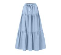 Abiti estivi per le donne 2025 donna casual quotidiano elegante tinta unita una gonna elastica in vita gonna abito bianco per le donne, Blu, XL