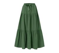 Abiti estivi per le donne 2025 donna casual quotidiano elegante tinta unita una gonna elastica in vita gonna abito bianco per le donne, Verde, S