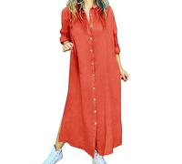 Abiti estivi per le donne 2025 donne stampa abito musulmano maniche lunghe preghiera vestiti midi abiti per le donne, Rosso, 3XL