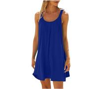 Abiti estivi per le donne Colore Girocollo Largo Casual Grande Swing Gonna, BU1., M