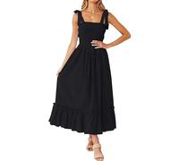 Abiti Estivi Senza Spalline per Donna 2025, Abito Lungo da Spiaggia con Scollo Quadrato, Volant e Linea ad A, Stile Boho Estivo