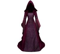 Abiti gotici da donna UK, abito rinascimentale da donna per Halloween, strega, cosplay, costume medievale, retrò, gotico, vittoriano, per feste di Halloween, abbigliamento da sera, vino, 5XL