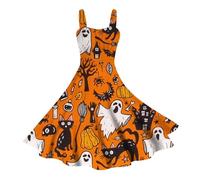 Abiti Halloween da donna, abito Audrey Hepburn, senza maniche con stampa retrò elegante corsetto vita chiusura a pieghe costume stile gotico vampiro sposa plissettata vintage castello festa abiti