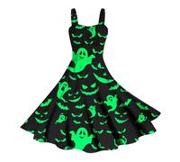 Abiti Halloween Donna Costume Halloween Donna Adulta, Spalline Fuori Spalla Corsetto Elastico con Horror Stampa Hepburn Gonna Moda Festa Festival Tema Cosplay Carnevale Splicing Abiti