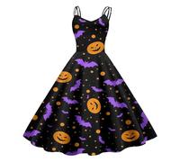 Abiti Halloween Donna Costume Halloween Donna Fuori Spalla Con Zucca Maliziosa Stampato Stile Hepburn Vintage Festa Gonna Stile Gotico Vampiro Sposa Pieghe Vintage Castello Festa Abiti