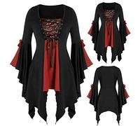 Abiti Halloween Donna Gotico Medievale Elegante Vintage Costume Di Halloween Sexy Taglie Grandi Corto Vestito Medievale Manica Pipistrello Vampira Costumi Carnevale Punk Horror Strega Notte Festa