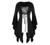 Abiti Halloween Donna Gotico Medievale Elegante Vintage Costume Di Halloween Sexy Taglie Grandi Corto Vestito Medievale Manica Pipistrello Vampira Costumi Carnevale Punk Horror Strega Notte Festa