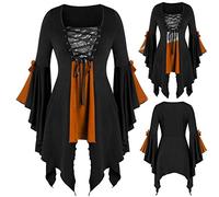 Abiti Halloween Donna Gotico Medievale Elegante Vintage Costume Di Halloween Sexy Taglie Grandi Corto Vestito Medievale Manica Pipistrello Vampira Costumi Carnevale Punk Horror Strega Notte Festa